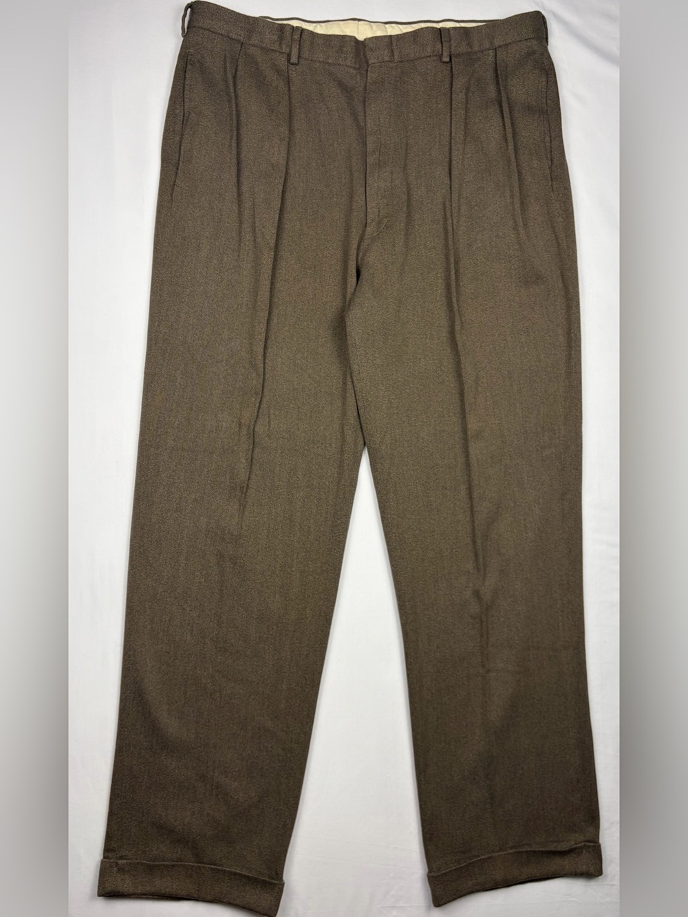 Vintage Polo Ralph Lauren Brown Pleated Cuffed Pants 40x32